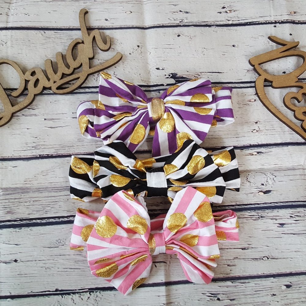 Gold Polka Dot Headbands for Baby Girls and Toddler Girls New